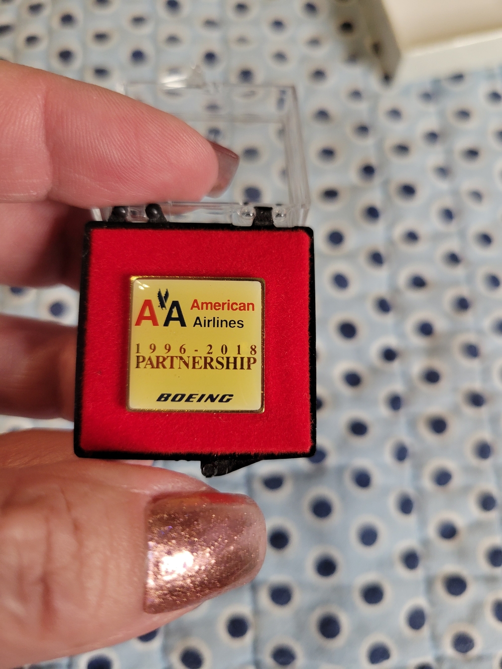 Good American Red and Gold Commemorative Pin